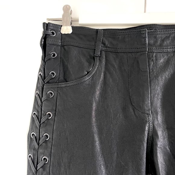 New A.L.C. ‘Dent’ Black Lace-Up Leather Pants Size 4 - Picture 5 of 13
